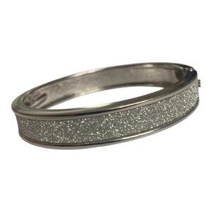 Vintage Silvertone Hinged Glitter Effect Bracelet